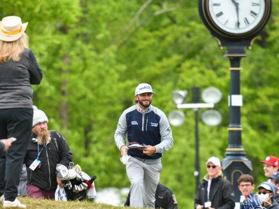 photo of gallery at the 2022 Wells Fargo Championship with an 8 under par at TPC Potomac at Avenel Farms at the 2022 Wells Fargo Championship with an 8 under par at TPC Potomac at Avenel Farms